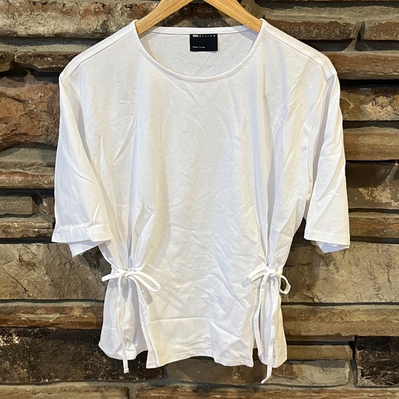 ASOS Design Oversized White Short Sleeve Crewneck Tee with Side Ties 100% Cotton - Picture 1 of 7